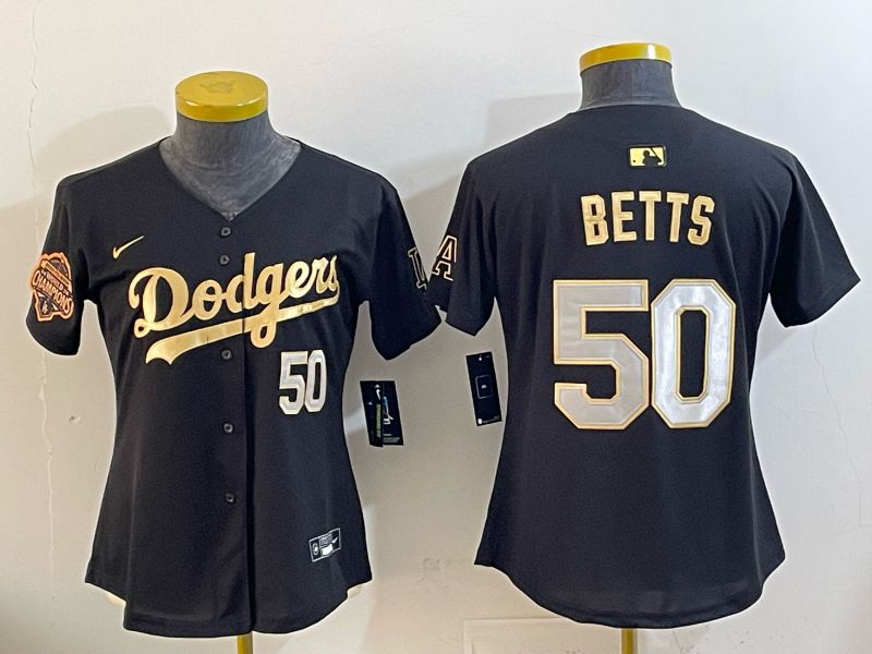 Youth Nike 2026 Los Angeles Dodgers #50 Betts Black Gold Game MLB Jersey 064